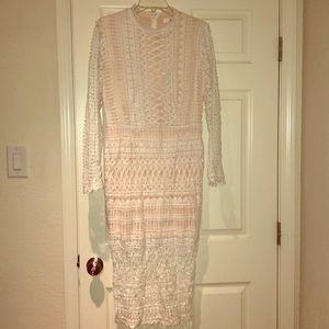Gorgeous detail long sleeve white dress NWOT